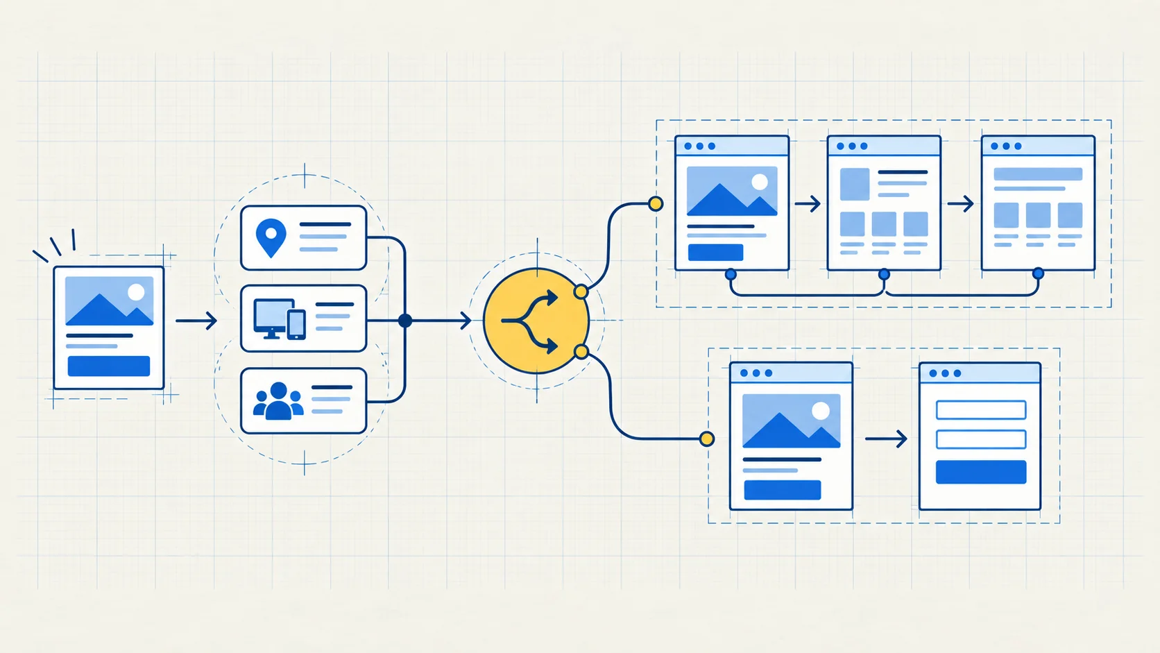An ad can send a visitor to a full website or to one focused landing page.