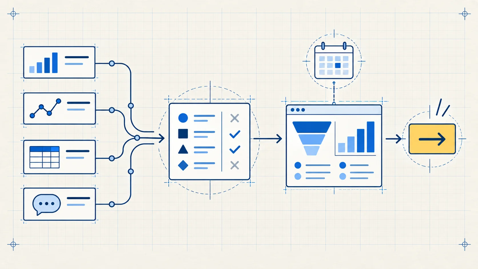 Four reports are brought into one weekly dashboard that points to one clear action.